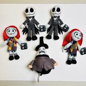 Nightmare Before Christmas 5 Piece Plush Set 2-Jack 2-Sally & 1-Mayor. NWT.
